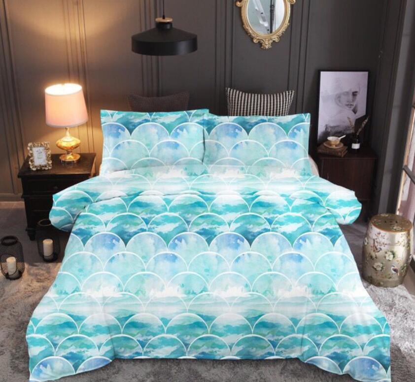 3D Light Green Cloud Fish Scales 99109 Bed Pillowcases Quilt
