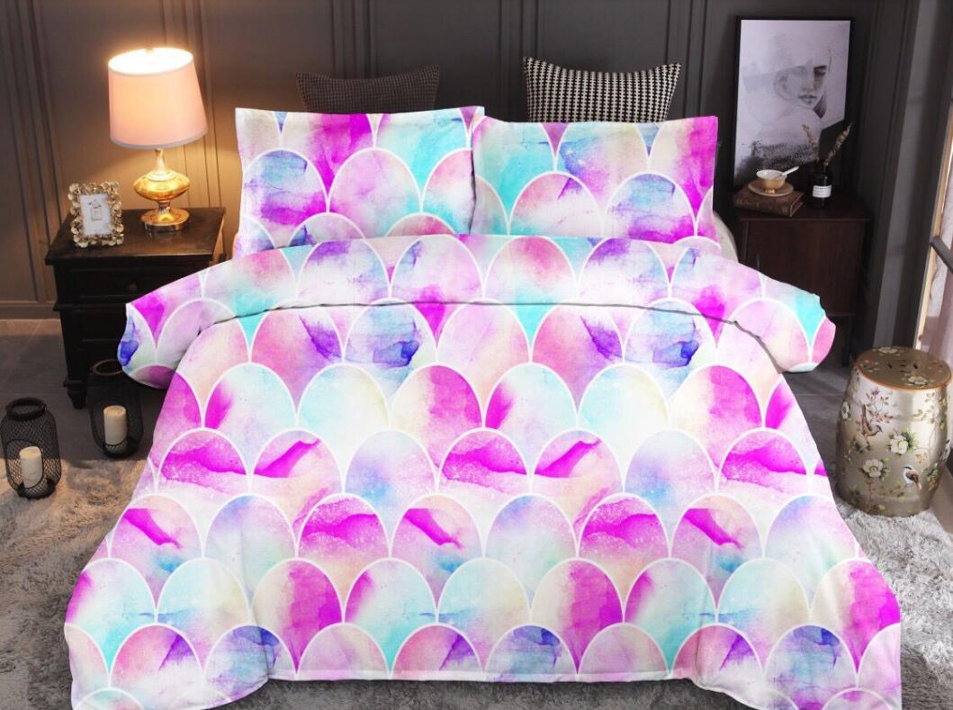 3D Rose Red Fish Scales 99129 Bed Pillowcases Quilt