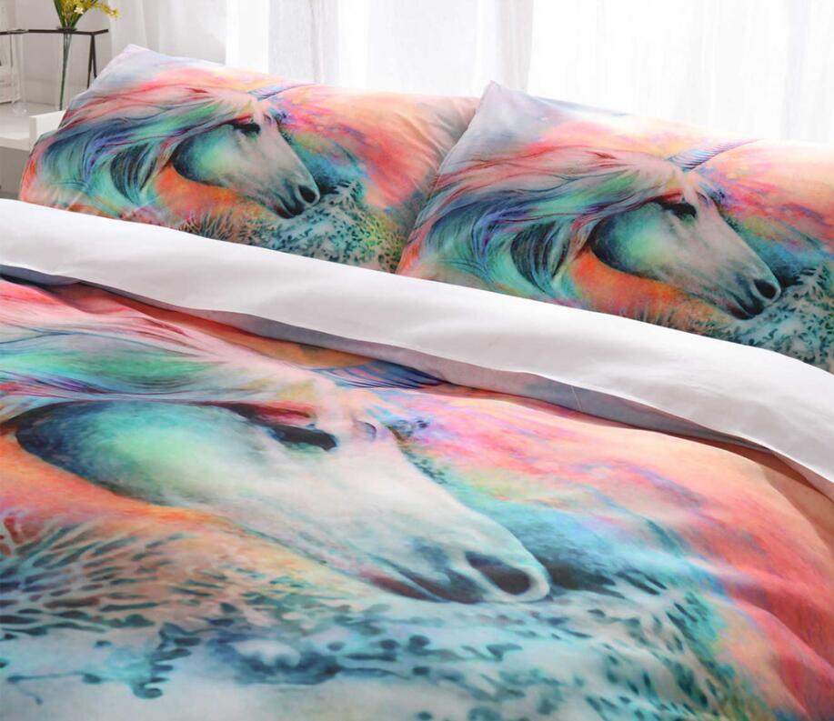 3D Unicorn Color 9990 Bed Pillowcases Quilt