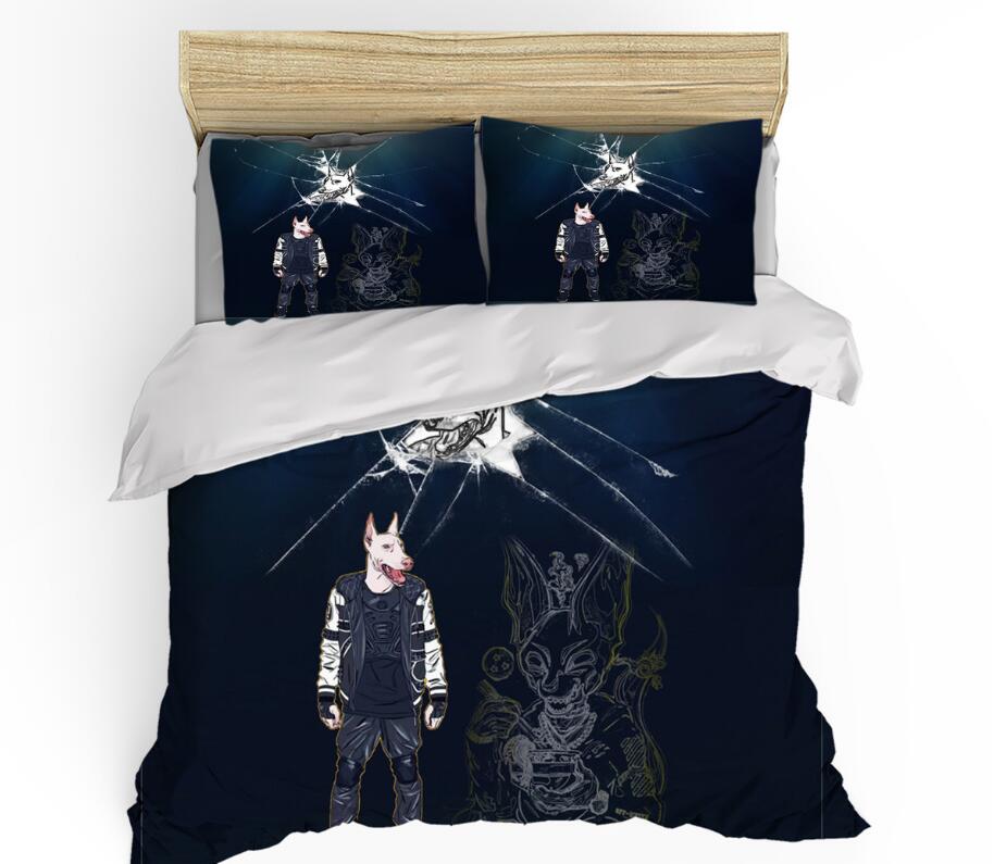 3D Dog Head People 99131 Bed Pillowcases Quilt