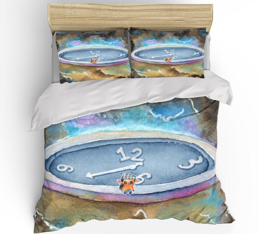 3D Clock Girl 99148 Bed Pillowcases Quilt