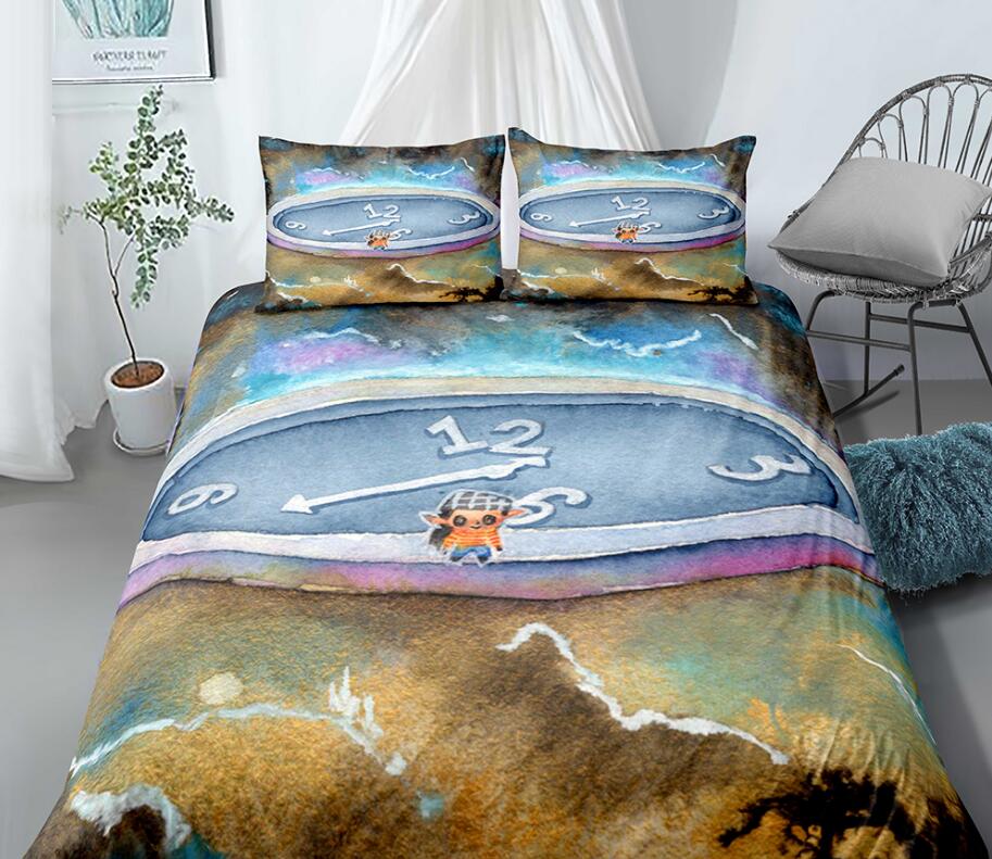 3D Clock Girl 99148 Bed Pillowcases Quilt