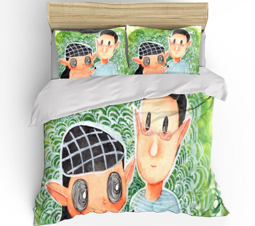 3D Big Eyes Girl Boy 99156 Bed Pillowcases Quilt