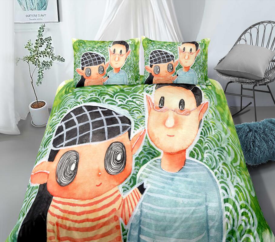 3D Big Eyes Girl Boy 99156 Bed Pillowcases Quilt