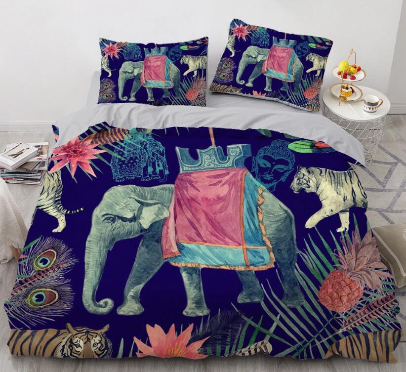 3D Tiger Elephant 88192 Bed Pillowcases Quilt