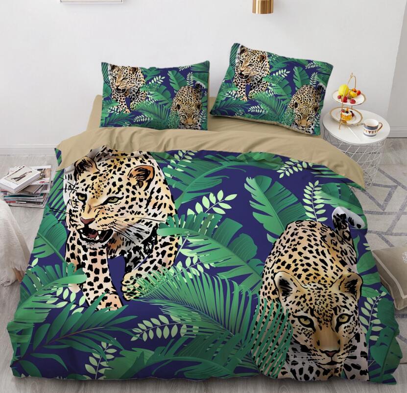 3D Leopard Jungle 88193 Bed Pillowcases Quilt