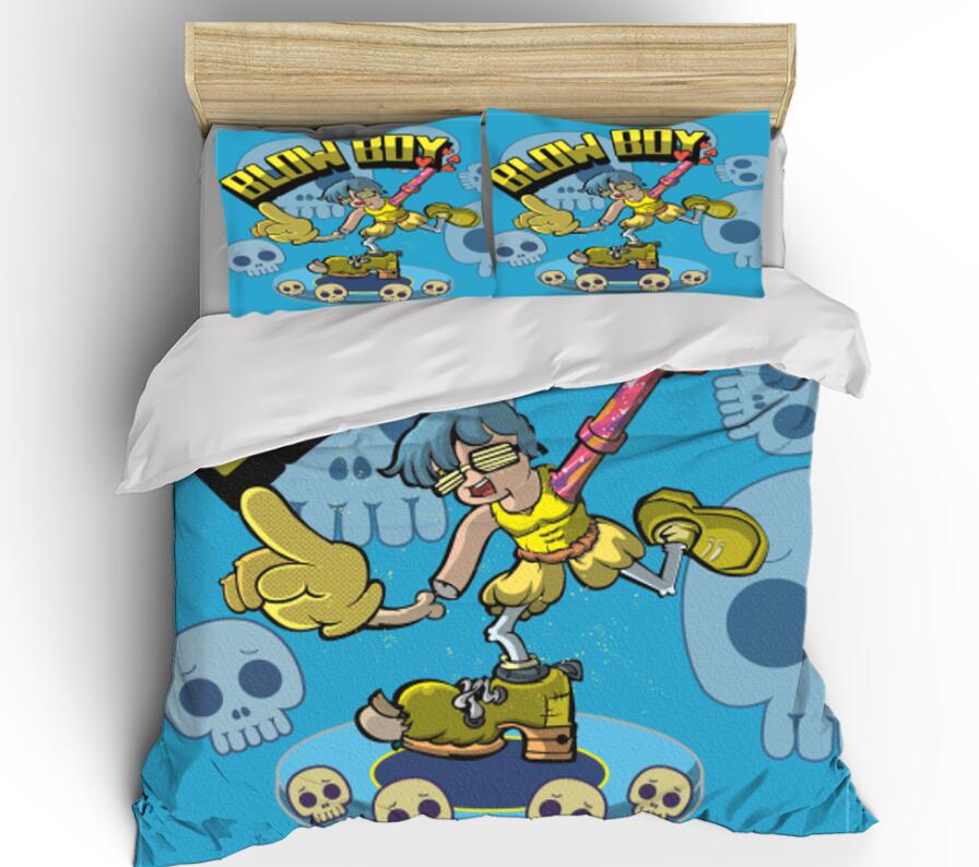 3D Cartoons Skateboard Skull 9968 Bed Pillowcases Quilt