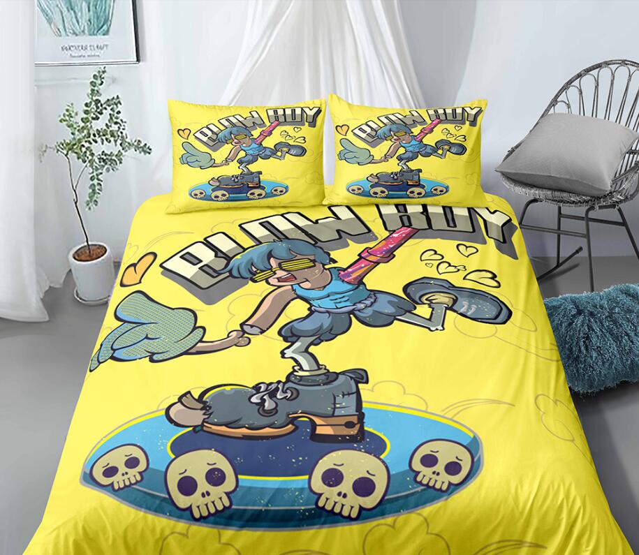 3D Yellow Skater Boy 99117 Bed Pillowcases Quilt