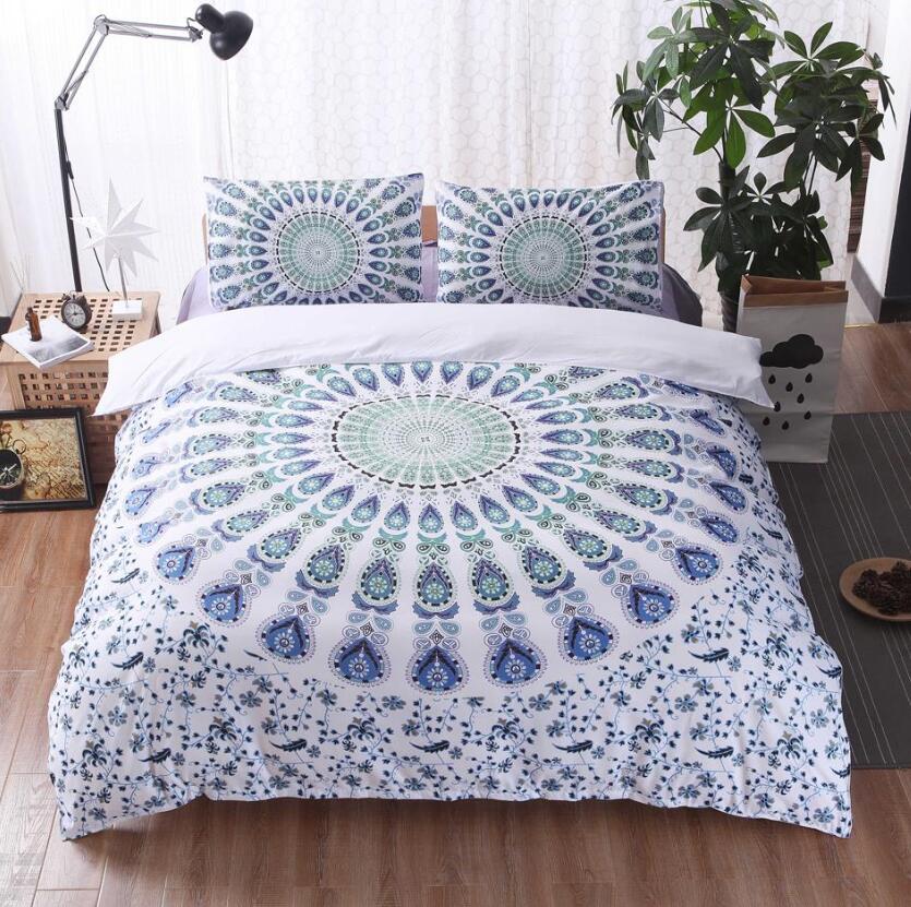 3D White Blue Circle Totem 9947 Bed Pillowcases Quilt