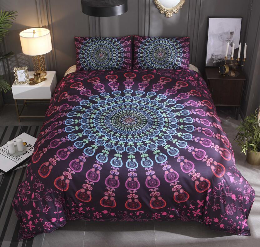3D Purple Blue Circle Totem 9944 Bed Pillowcases Quilt