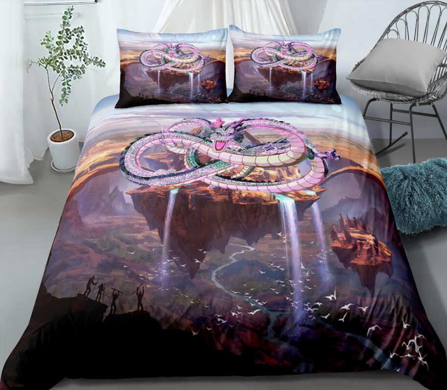 3D Sky City Dragon 99141 Bed Pillowcases Quilt