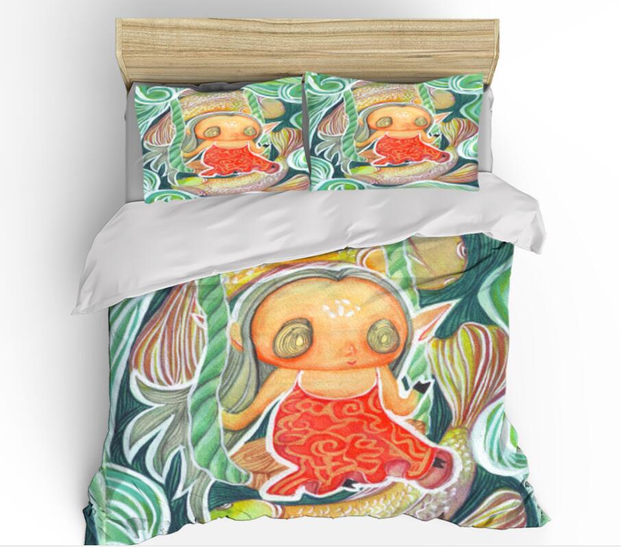 3D Girl With Big Eyes 99127 Bed Pillowcases Quilt