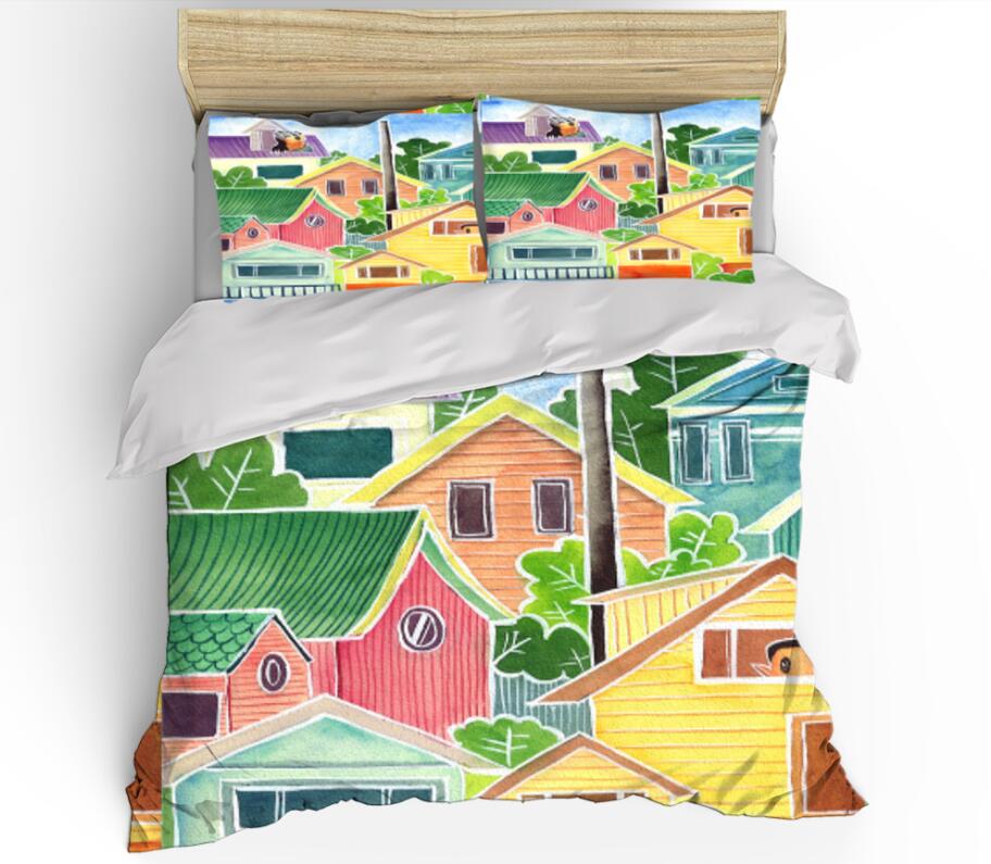 3D Houses 99152 Bed Pillowcases Quilt