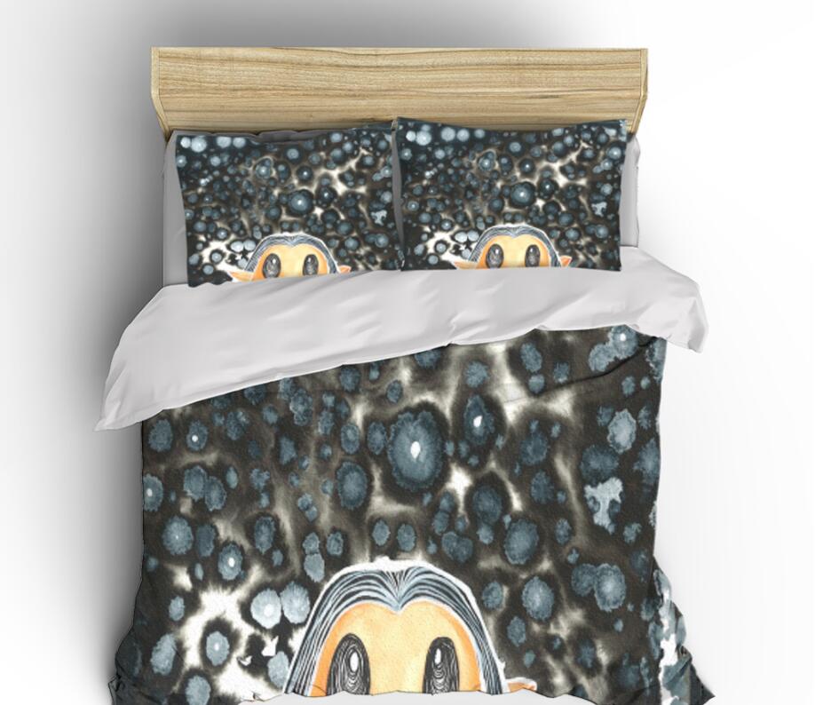 3D Black Dots Doll Head 99112 Bed Pillowcases Quilt