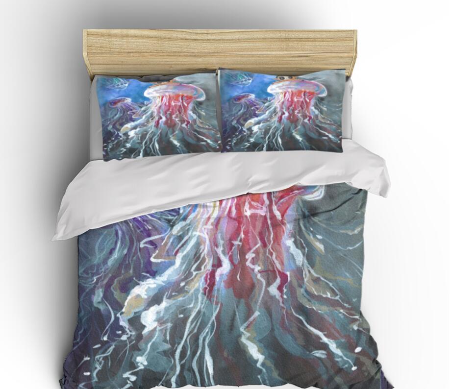 3D Watercolor Jellyfish 99153 Bed Pillowcases Quilt