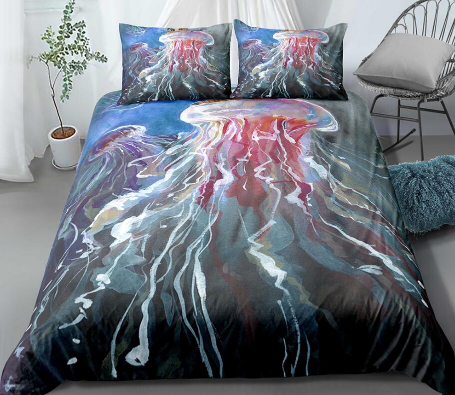 3D Watercolor Jellyfish 99153 Bed Pillowcases Quilt
