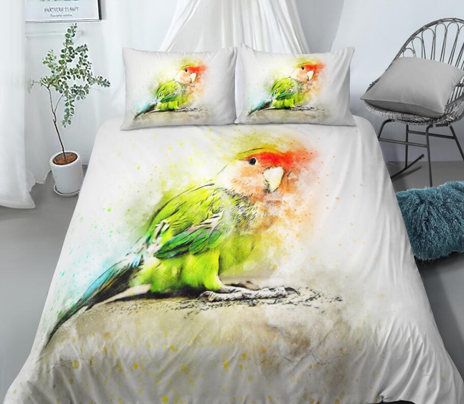 3D Parrot 0140 Bed Pillowcases Quilt
