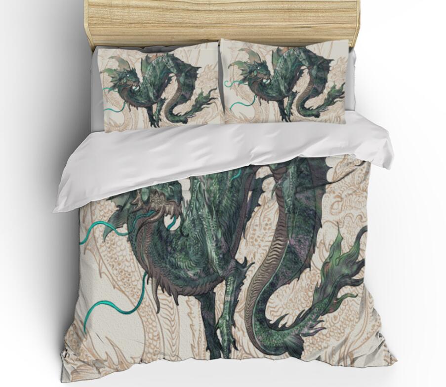 3D Dark Green Dragon 1133 Bed Pillowcases Quilt