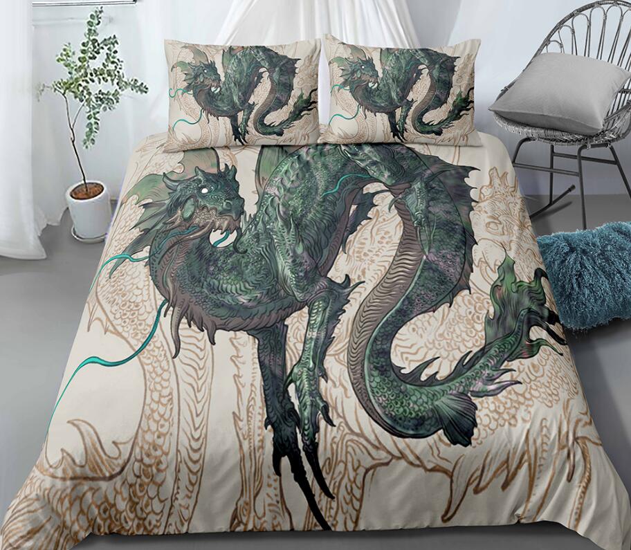 3D Dark Green Dragon 1133 Bed Pillowcases Quilt