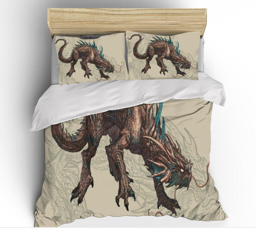 3D Brown Dragon 0141 Bed Pillowcases Quilt