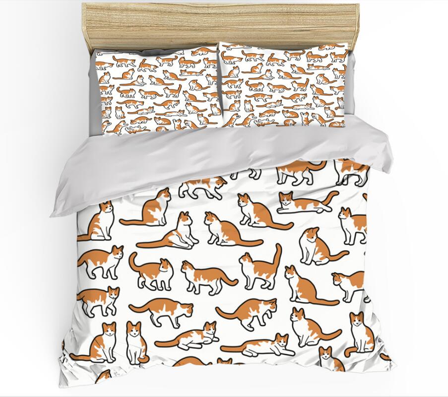 3D Many Orange Cats 0088 Bed Pillowcases Quilt