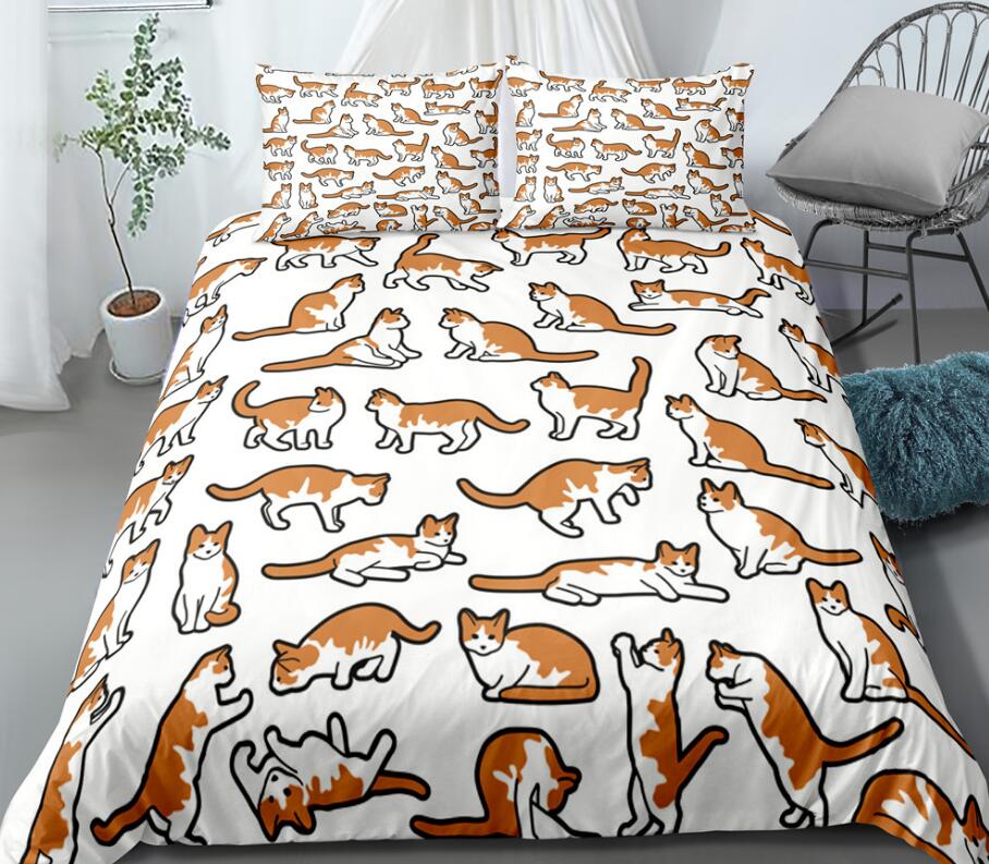 3D Many Orange Cats 0088 Bed Pillowcases Quilt