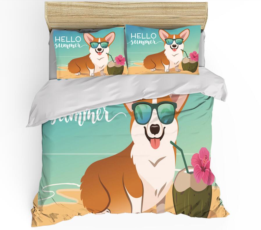 3D Corgi Coconut 0034 Bed Pillowcases Quilt