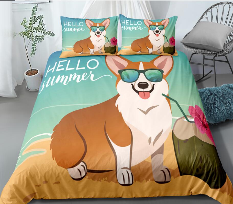 3D Corgi Coconut 0034 Bed Pillowcases Quilt