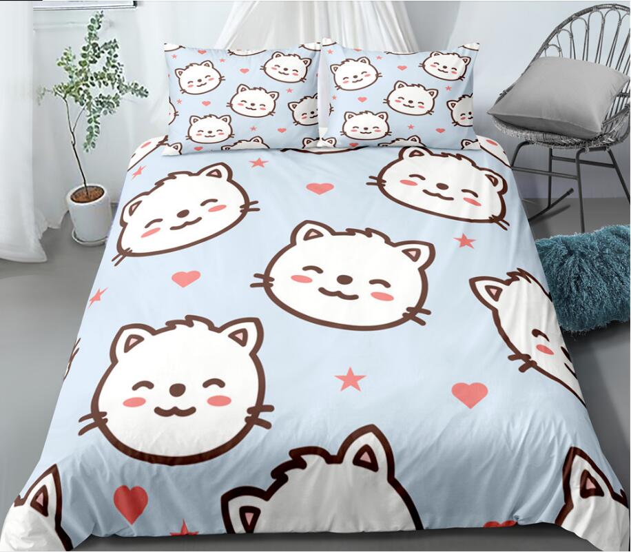3D Cartoon Cat Head 0036 Bed Pillowcases Quilt