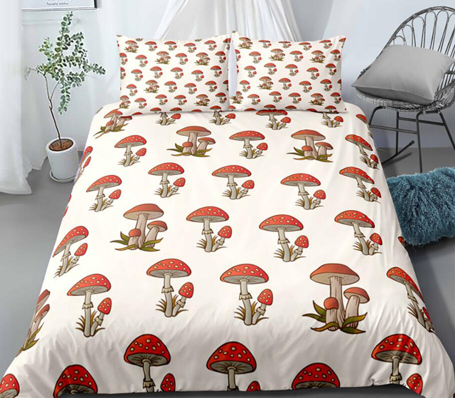 3D Red Small Mushroom 0096 Bed Pillowcases Quilt