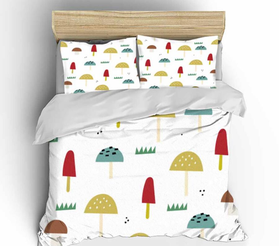 3D Colorful Mushrooms Grass 1115 Bed Pillowcases Quilt
