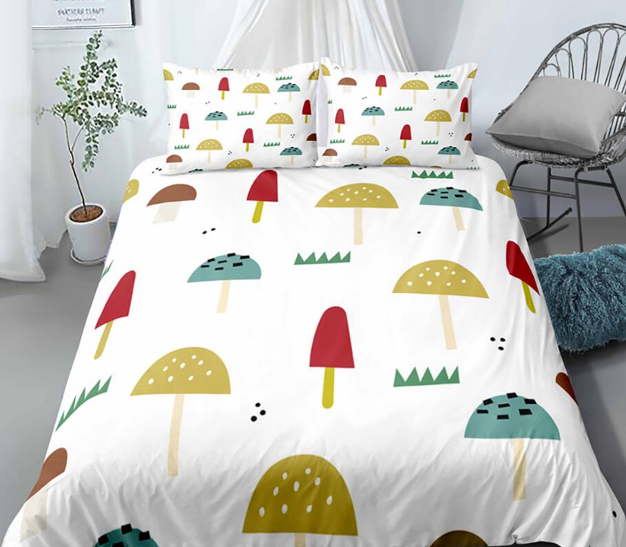 3D Colorful Mushrooms Grass 1115 Bed Pillowcases Quilt