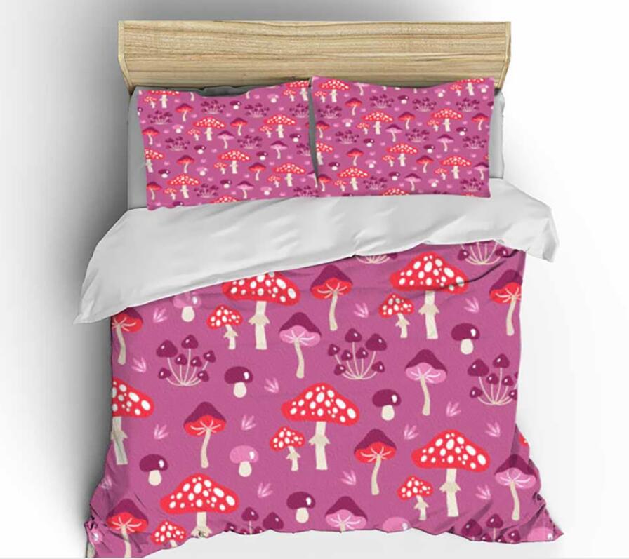 3D Fuchsia Red Small Mushroom 0119 Bed Pillowcases Quilt