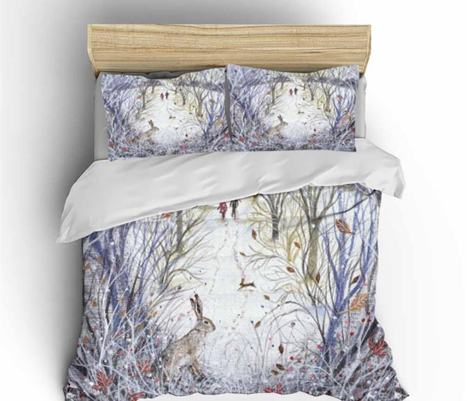 3D Rabbit Forest 0042 Bed Pillowcases Quilt