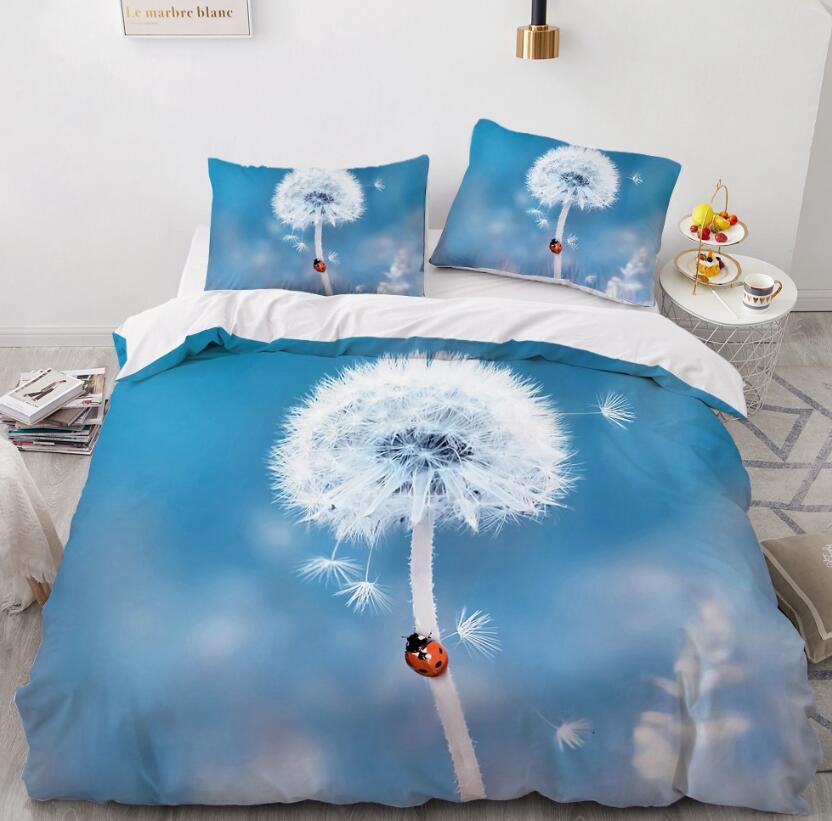 3D Blue Sky Dandelion 9191 Bed Pillowcases Quilt