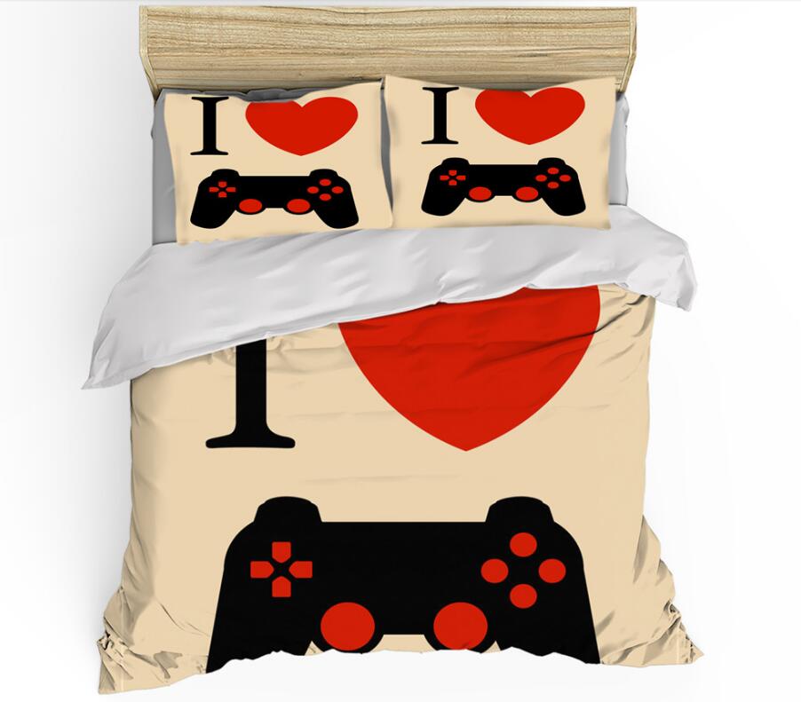 3D Video Game Controller Love 0048 Bed Pillowcases Quilt