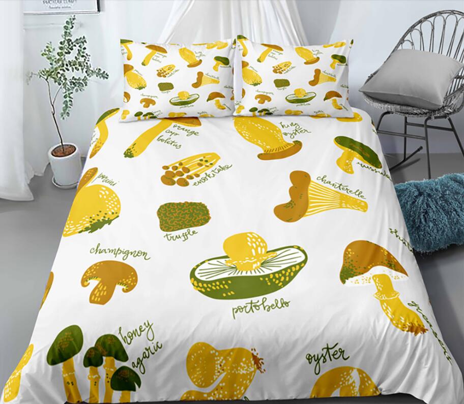 3D Mushrooms 0050 Bed Pillowcases Quilt