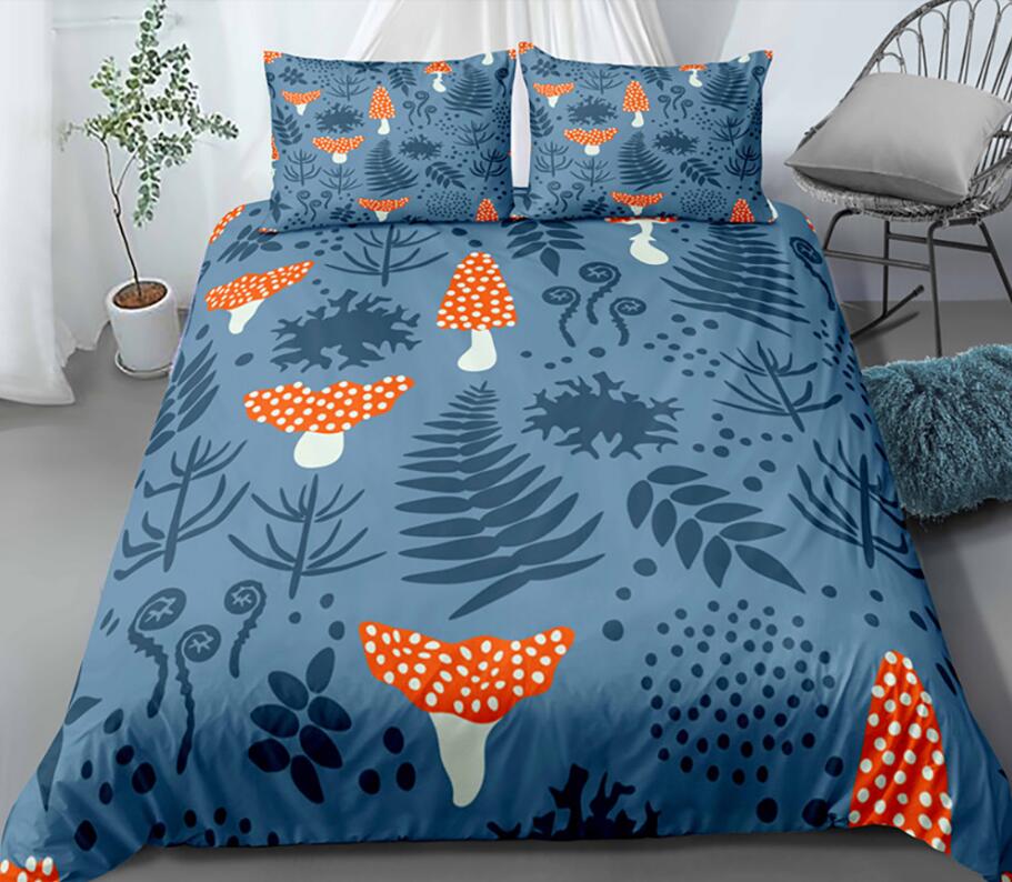3D Mushroom Leaf 0106 Bed Pillowcases Quilt