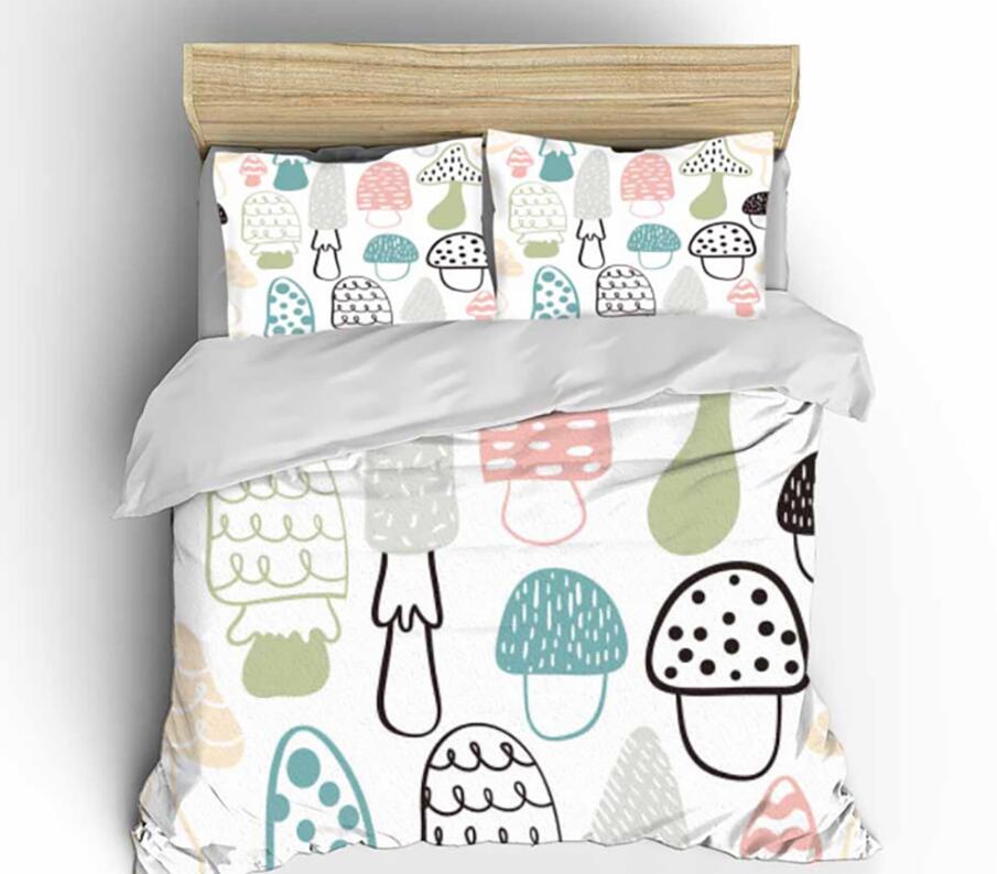 3D Mushroom Lines 1153 Bed Pillowcases Quilt