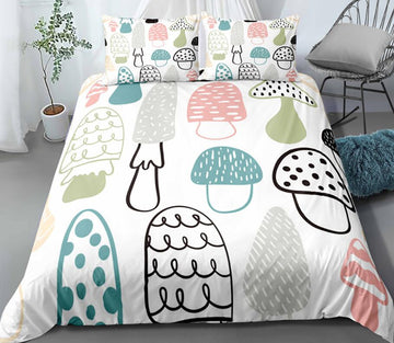 3D Mushroom Lines 1153 Bed Pillowcases Quilt