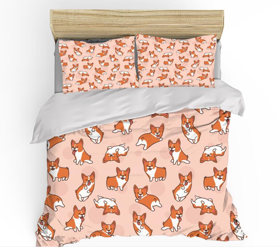 3D Corgi 0052 Bed Pillowcases Quilt