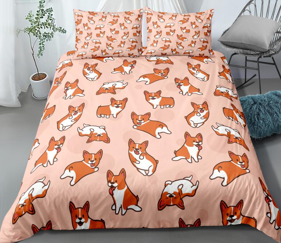 3D Corgi 0052 Bed Pillowcases Quilt