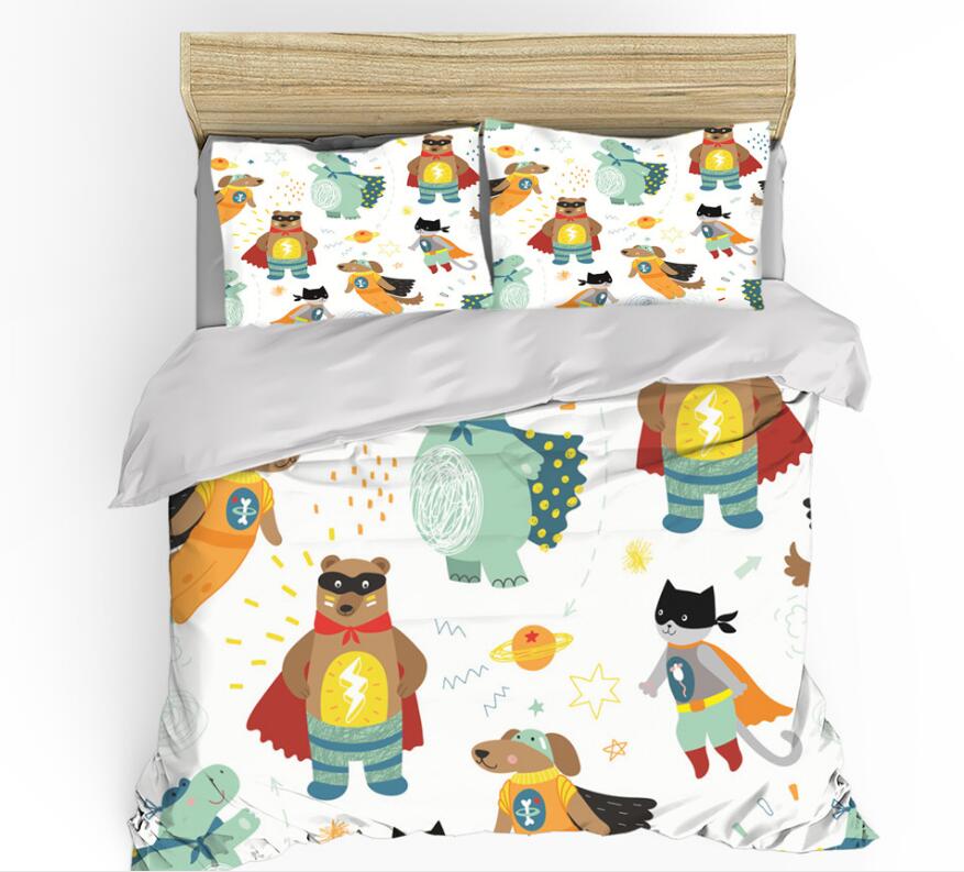 3D Cartoons Bear Cat Dog 0108 Bed Pillowcases Quilt