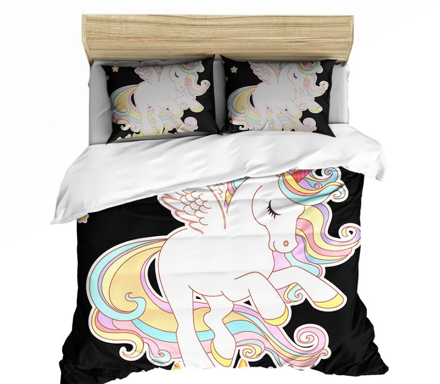 3D Rainbow Unicorn Star 0058 Bed Pillowcases Quilt