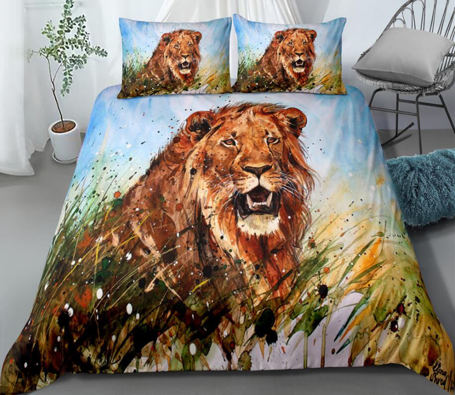 3D Lion 002 Bed Pillowcases Quilt