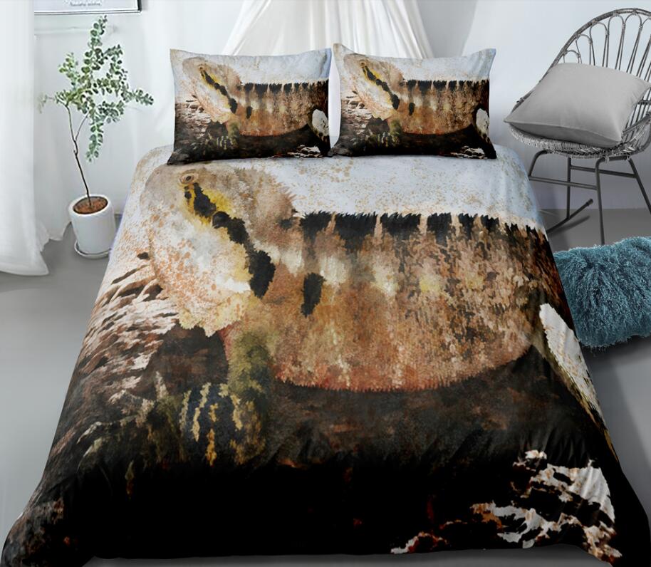 3D Ink Lizard 0122 Bed Pillowcases Quilt