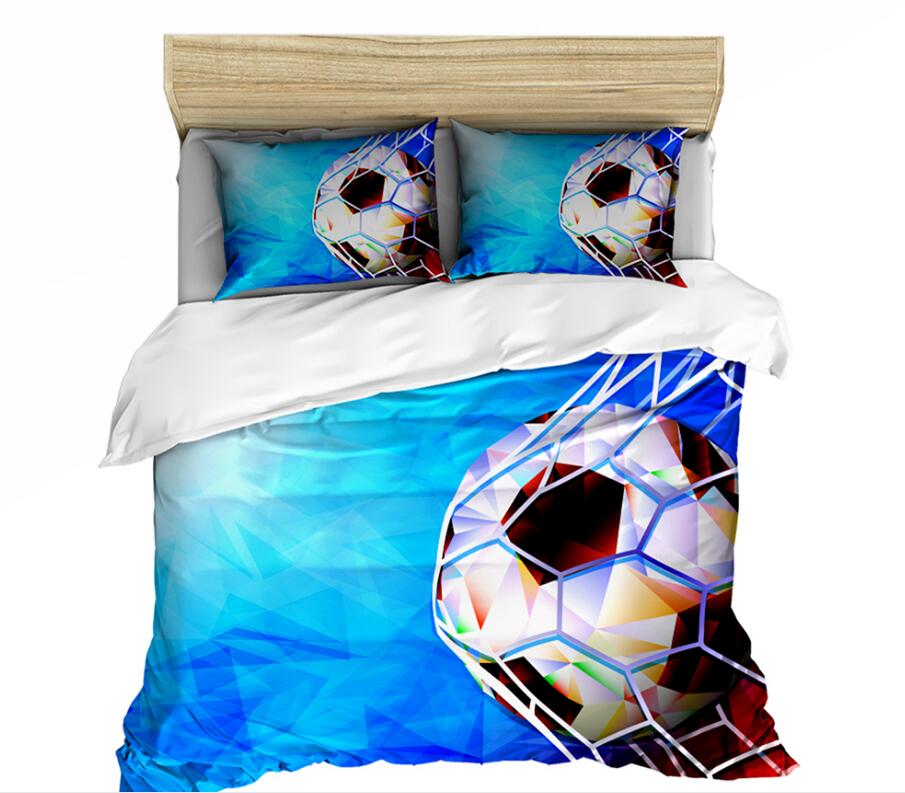3D Blue Football Network 0124 Bed Pillowcases Quilt