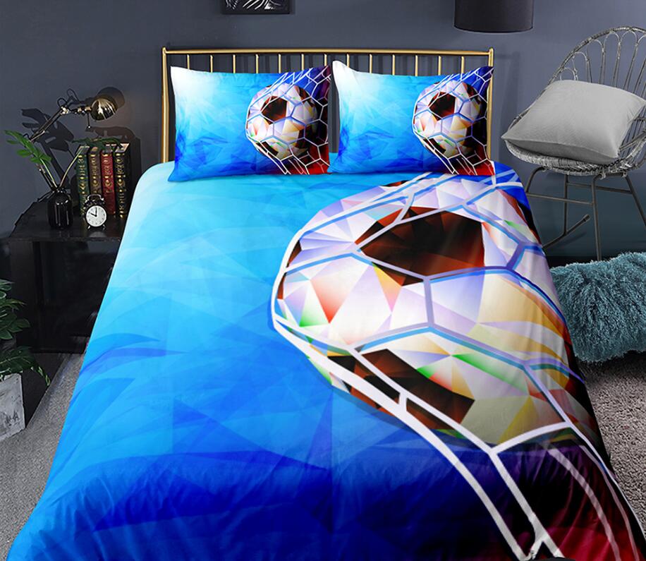 3D Blue Football Network 0124 Bed Pillowcases Quilt