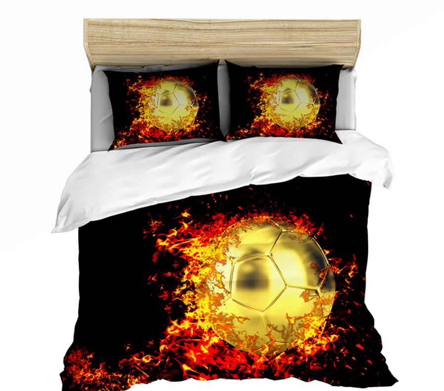 3D Flame Football Black 1138 Bed Pillowcases Quilt