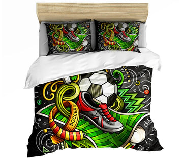 3D Football Sneakers 0145 Bed Pillowcases Quilt